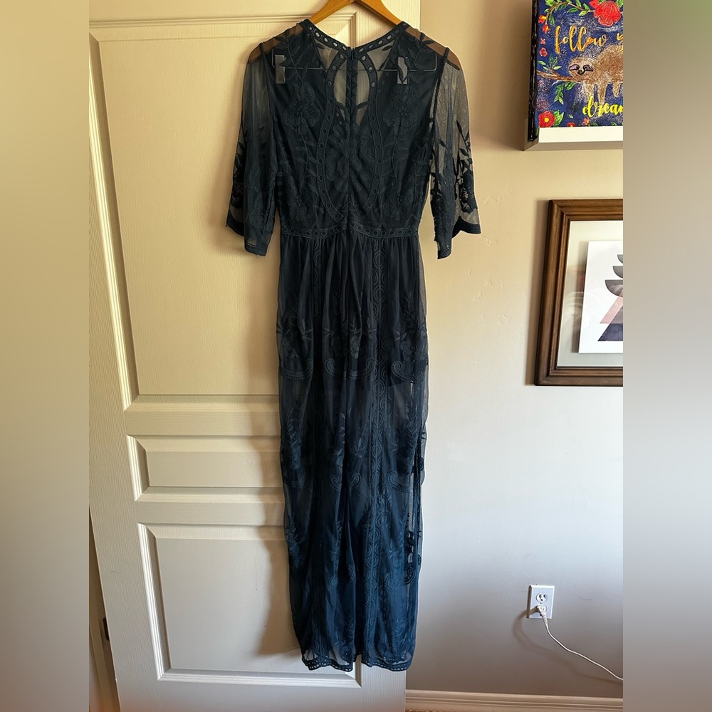 Navy Blue Lace Maxi Dress